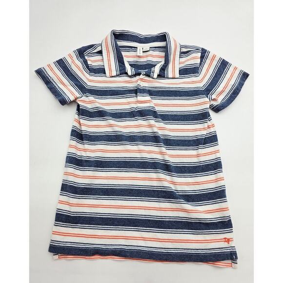 Janie and Jack Boy's 6 Blue, White, and Orange Striped Polo Short Sleeve Shirt - Picture 1 of 4